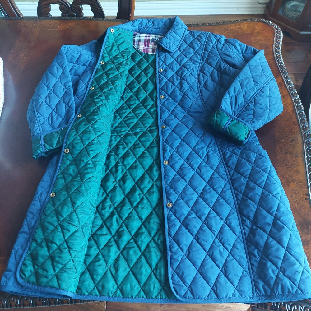 LANDS' END women's sz L quilted long jacket